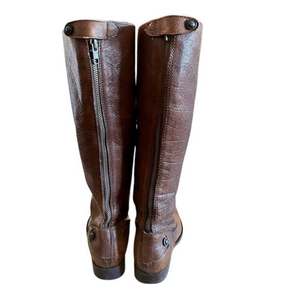 Frye Melissa Button Back  Zipper Brown Leather Riding Boots, size 6 - Picture 5 of 14